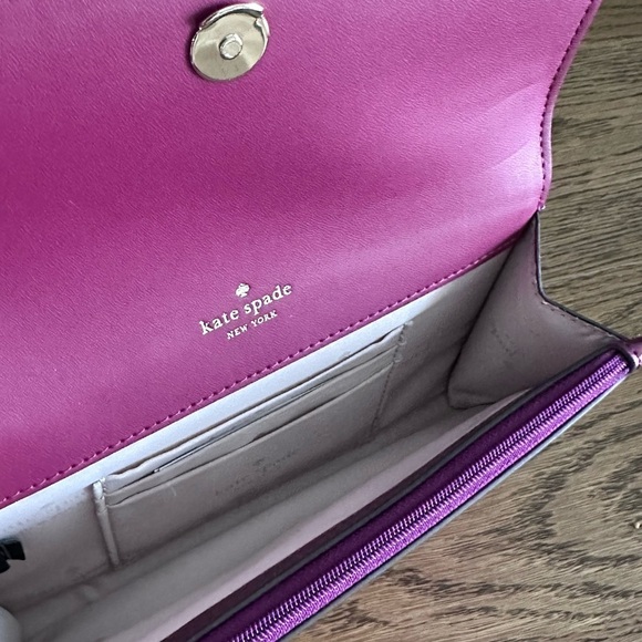 NWT! NEW! Kate Spade Kenzie Boxed Handle Flap Clutch Large WOC Burgundy Wallet - Picture 7 of 10